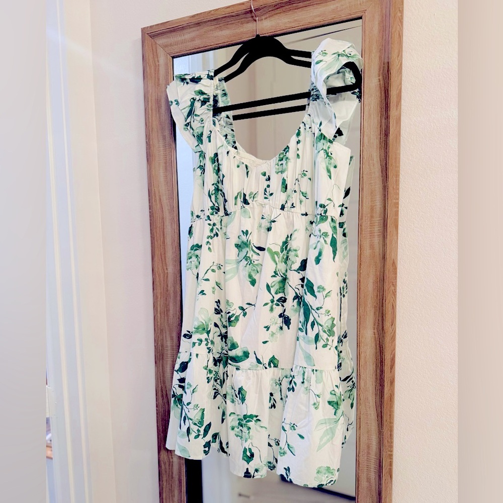 Floral Ruffle Sleeve Mini Dress